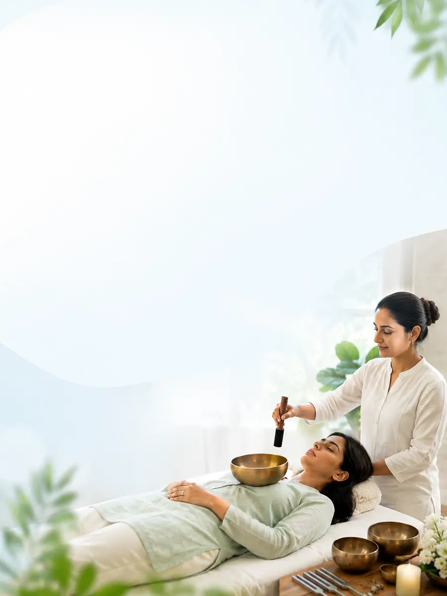 Sound healing therapy with soothing vibration bowls